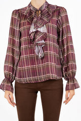 Maglia ShineCheck in georgette con rouche e lurex