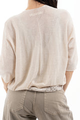 modella indossando Cardigan leggero in viscosa con lurex e manica 3/4 colore