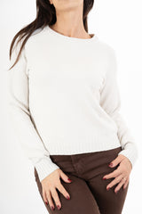 modella indossando Maglione sportivo con maniche raglan e bordo a coste colore Ghiaccio Unica