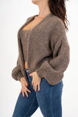 Twin set in maglia spessa con top e cardigan ampio