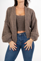 Twin set in maglia spessa con top e cardigan ampio