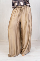 Pantalone ampio in viscosa e seta con coulisse