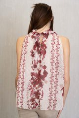 Top senza maniche in georgette fantasia
