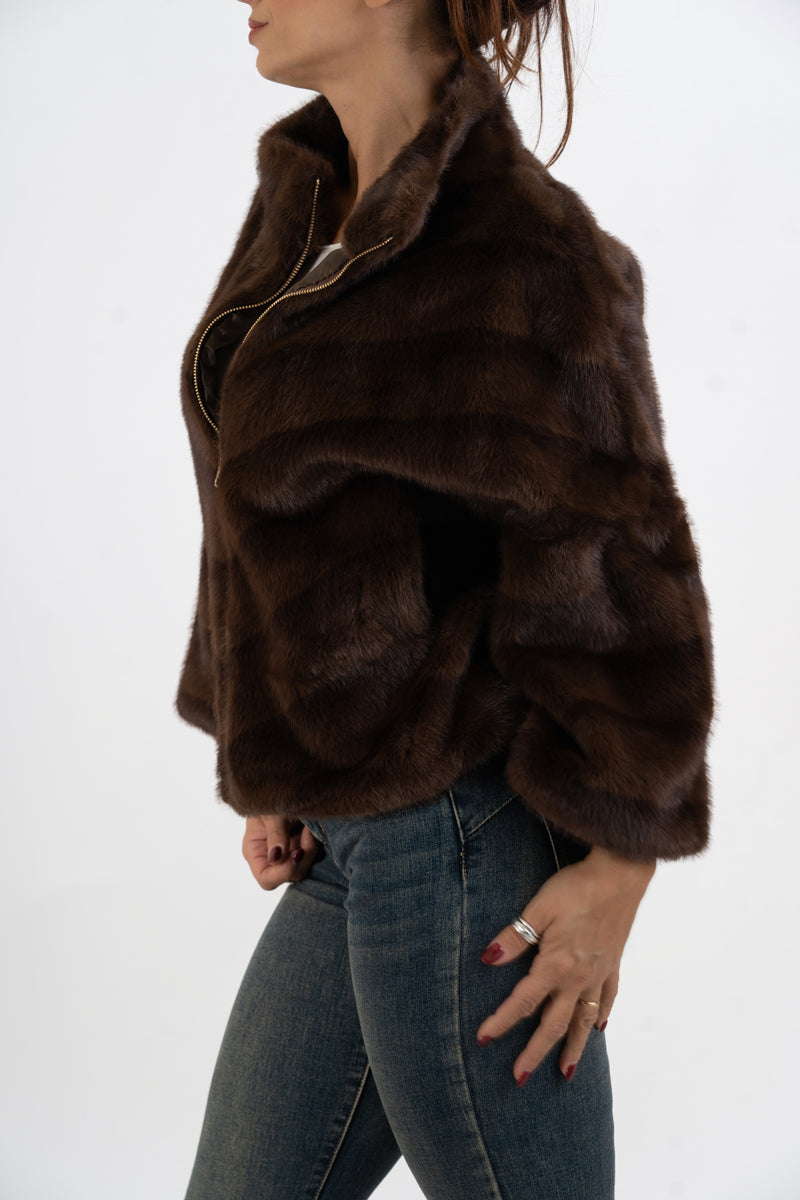 Pellicciotto Soft Stripes con zip dorata