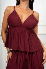 Top Fiammato con Scollo a Triangolo Made in Italy