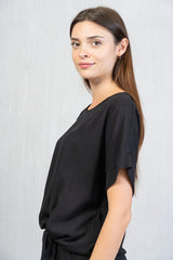 Maglia con nodo in tela di viscosa