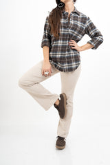 Pantalone a Coste a Zampa in Cotone – Beige