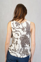 Top scollo bavero in viscosa Boho Paisley