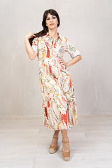 Abito camicia in cotone stampa Giardino in Fiore