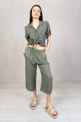 Pantagonna in 100% lino con elastico in vita