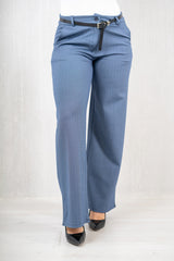 Pantalone palazzo elastico spinato blu jeans