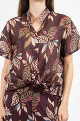 Camicia velata in cotone fantasia Forest Leaf.