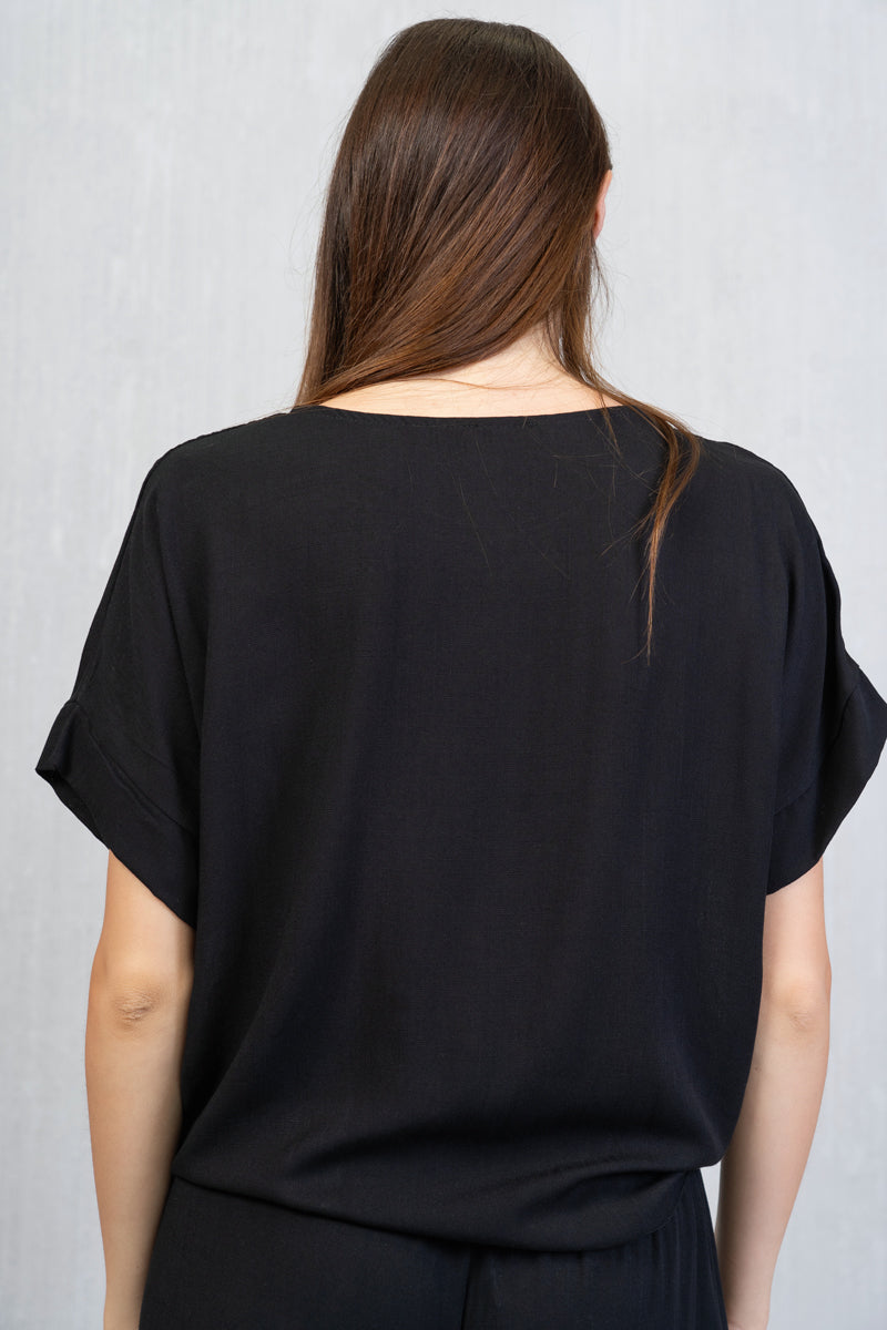 Maglia con nodo in tela di viscosa