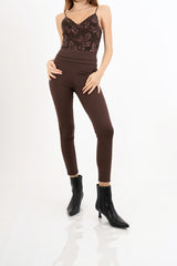 Leggings a vita alta in maglina elasticizzata