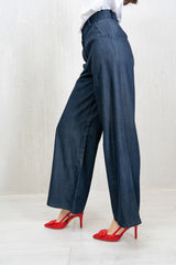 Pantalone palazzo tela Jeans scuro