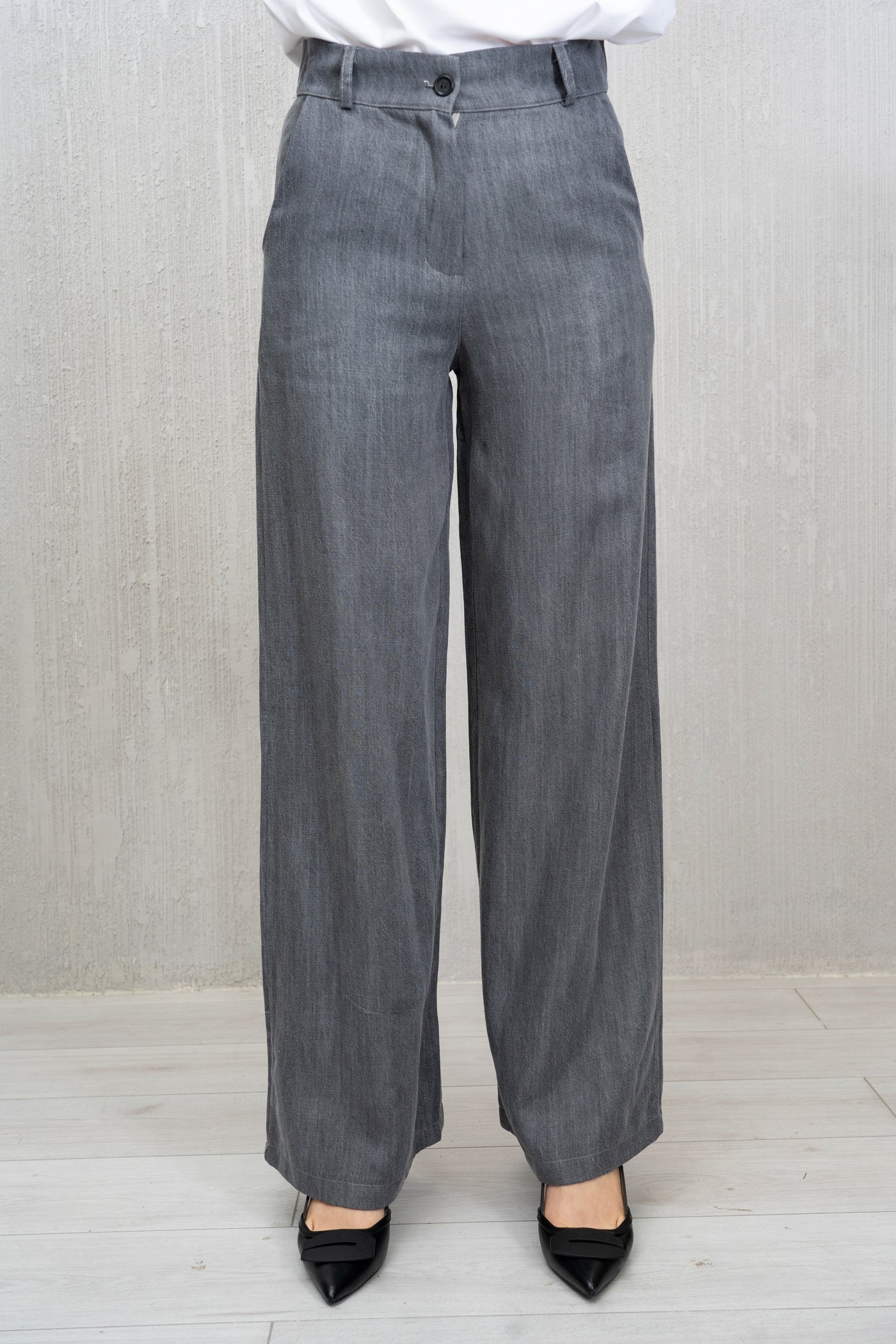 Pantalone palazzo tela Jeans grigio