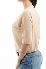 modella indossando Maglia ampia in viscosa con lurex e fondo elasticizzato colore