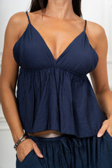 Top Fiammato con Scollo a Triangolo Made in Italy