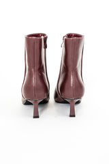 Tronchetti eleganti in ecopelle bordeaux con tacco kitten heel