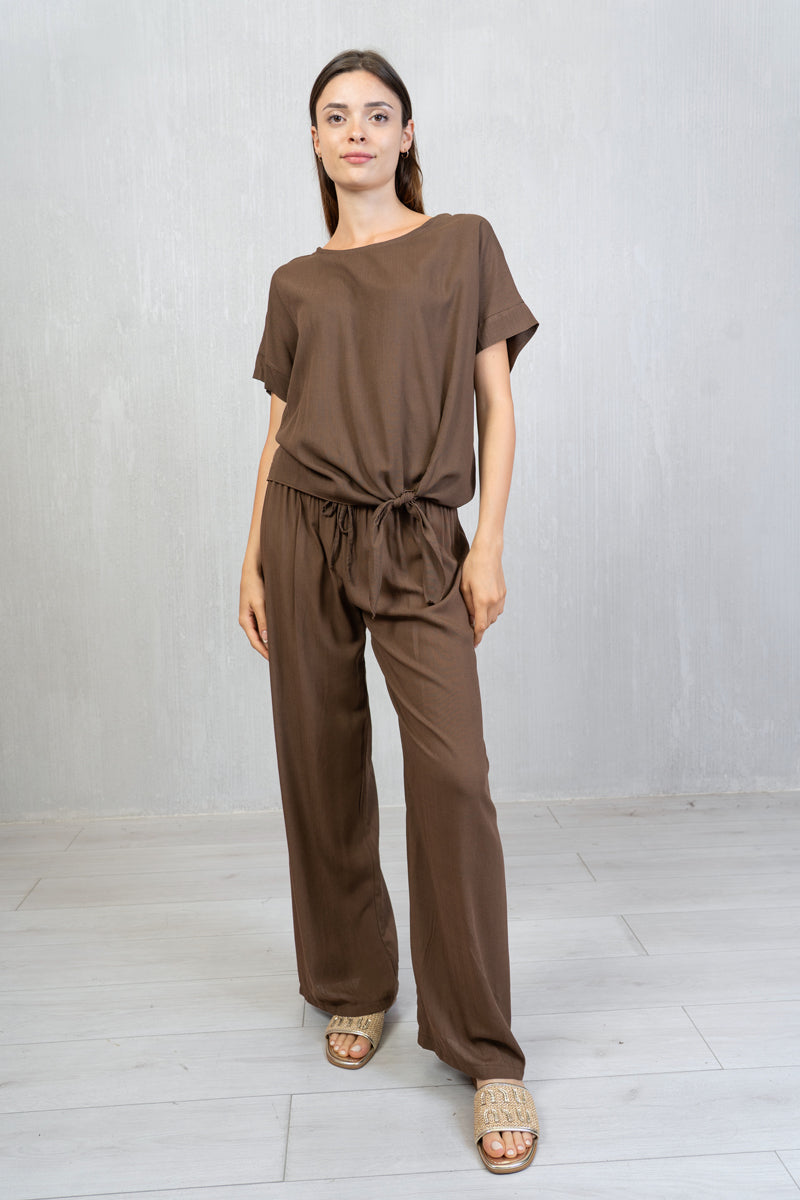 Maglia con nodo in tela di viscosa