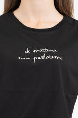 T-shirt scritta cotone “Di mattina...”.
