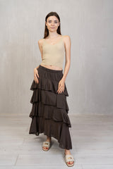 Top crop filo Lurex Scollo a V
