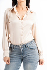 Camicia in raso avvitata champagne