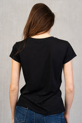 T-shirt elasticizzata nera con scritta Rossa "Ho sempre ragione" effetto spugna