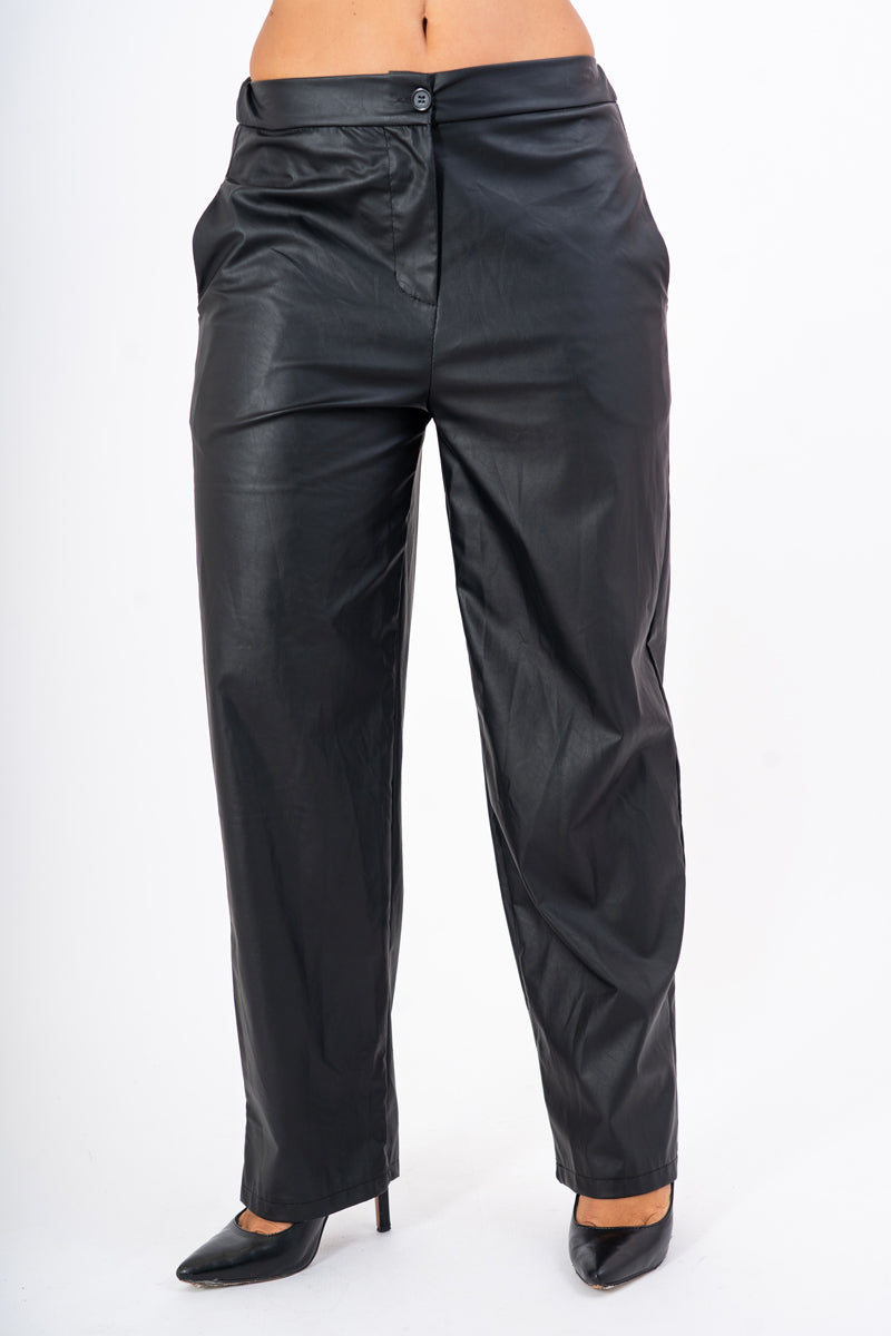Pantalone Straight in Ecopelle