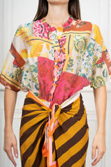 Camicia Aurora in tencel velato a fantasia