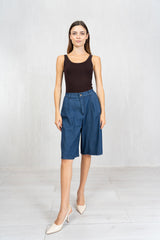 Bermuda chambray con elastico dietro