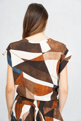 Camicia nodo in viscosa GeoSunset