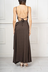 Completo Donna Top Crop e Gonna Pareo Lunga in Misto Viscosa