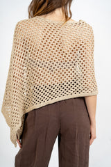 Poncho rete lurex in cotone effetto crochet.