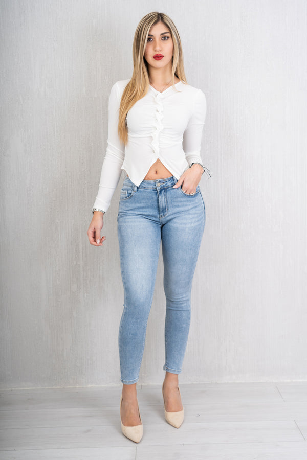 Jeans skinny 5tk elasticizzato lurex chiaro