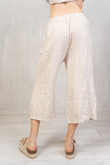 Pantagonna in 100% lino con elastico in vita