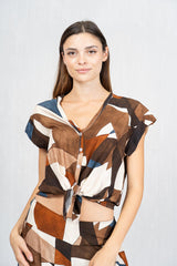 Camicia nodo in viscosa GeoSunset