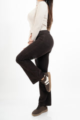 Pantalone a Coste a Zampa in Cotone – Marrone