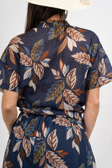 Camicia velata in cotone fantasia Forest Leaf