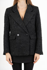 Giacca in bouclé con paillettes doppio petto