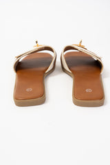 Ciabatta Intrecciata Camel con Fibbia Hermès