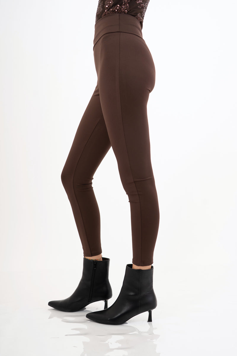 Leggings a vita alta in maglina elasticizzata