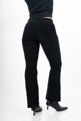 Pantalone a Coste a Zampa in Cotone – Nero