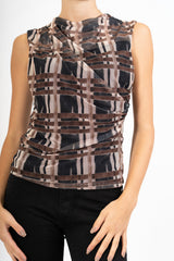 Maglia smanicata drappeggiata fantasia Urban Check