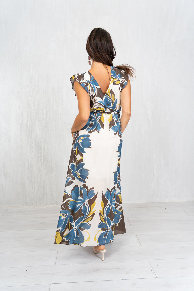Abito incrociato Jungle Bloom in 100% cotone