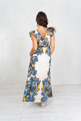 Abito incrociato Jungle Bloom in 100% cotone