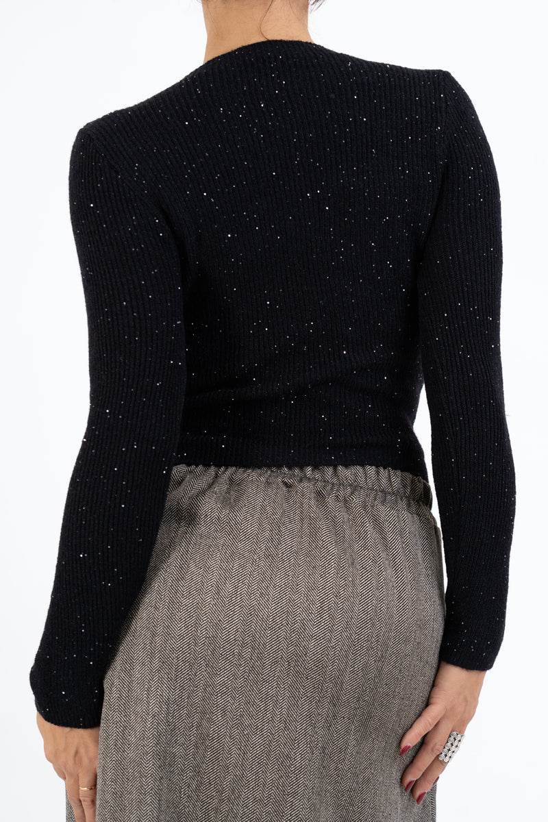 Maglia GlimmerCut con oblò e micro paillettes