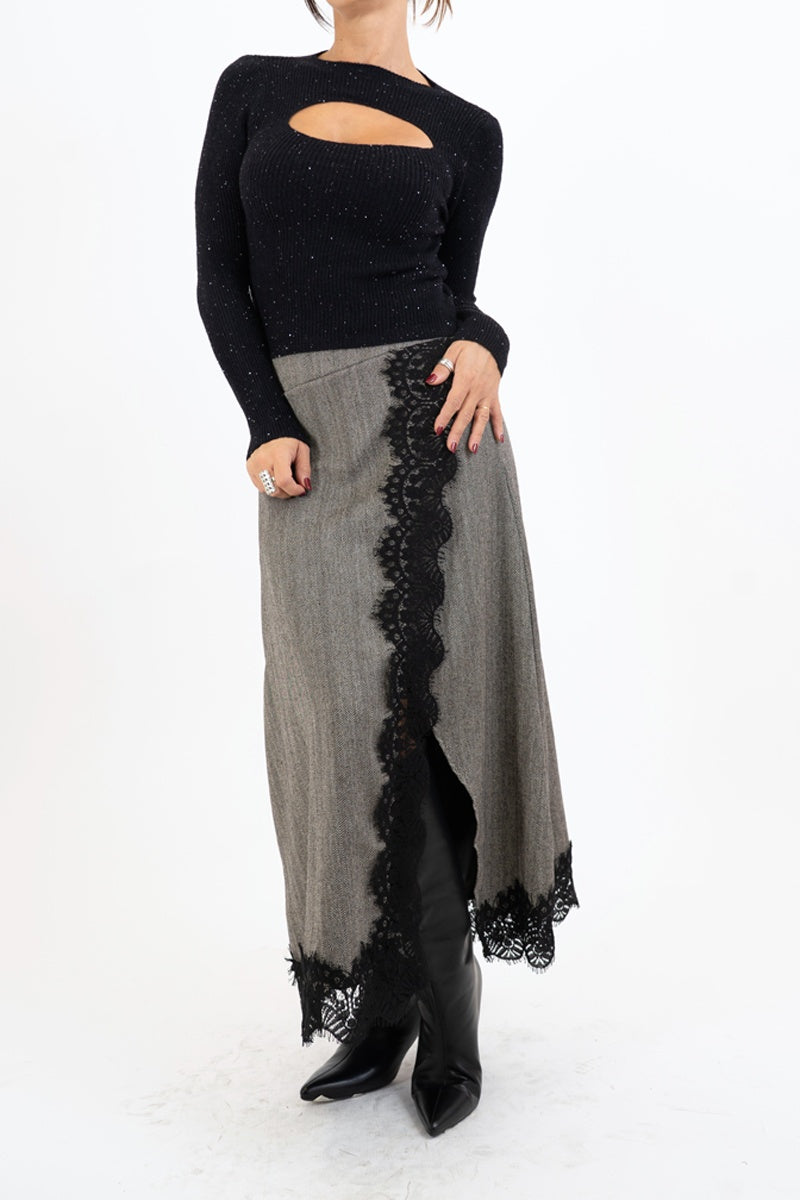 Maglia GlimmerCut con oblò e micro paillettes