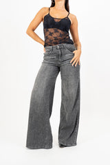 Top in pizzo Midnight Bloom