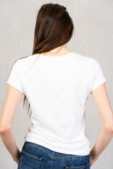 T-shirt in cotone con scritta No Vabbé